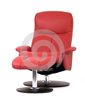 Red recliner with footstool