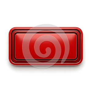 Red rectangular baking dish isolated on white background