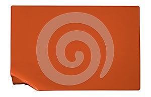 Red rectangular paper sticker label isolated on white