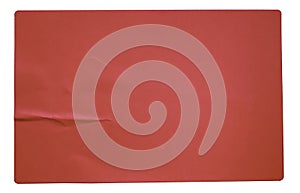Red rectangular paper sticker label isolated on white