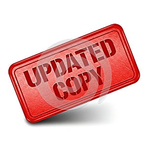 Red rectangular stamp with text updated copy isolated on white background