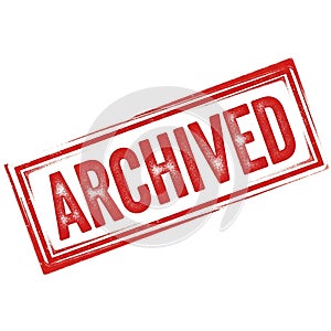 Red rectangular stamp with the word archived isolated on white background