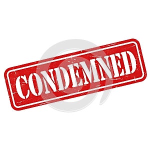 Red rectangular stamp with the word condemned isolated on white background