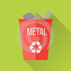 Red Recycle Garbage Bin with Metal