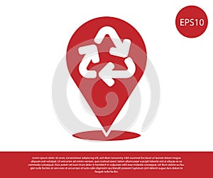 Red Recycle symbol icon isolated on white background. Circular arrow icon. Environment recyclable go green. Vector