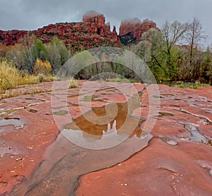 Red Reflection pool at Cathedral Rock in Sedona AZ