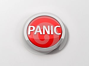 Red Reflective Panic Button with Chrome Ring on White Background