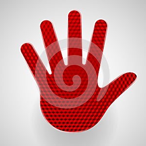 Red reflective stop hand sign