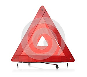 Red reflective traffic warning triangle photo