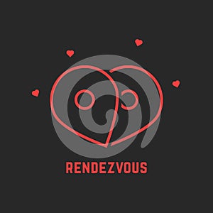 Red rendezvous icon with pin