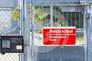 Red Restricted Employees Only Sign photo