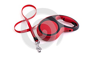 Red retractable dog leash