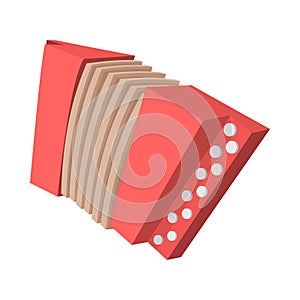 Red retro accordion cartoon icon
