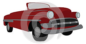 Red retro car, illustration, vector