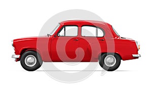 Red Retro Car Isolated