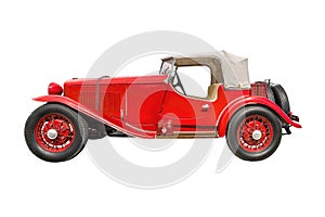 red retro car isolated on white