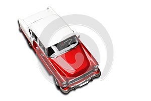 Red retro car isolated on white background