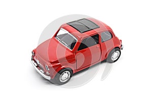 red retro car toy model isolated on white