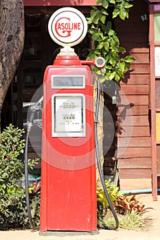 Red retro gasoline pump