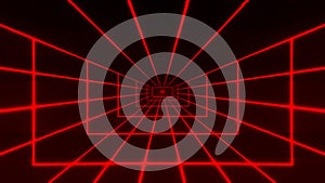 Red Retro Glitching Grid Tunnel VJ Loop Motion Background