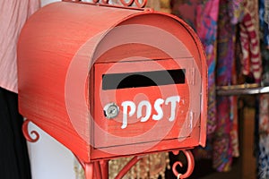 Red retro mailbox in US style