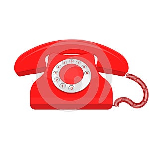 Red retro old phone telephone vector