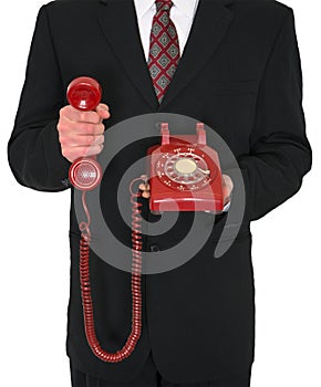 Red Retro Phone Business Isolated