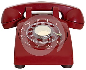 Red Retro Phone, Hotline, Isolated