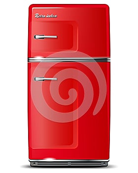 Red retro refrigerator photo