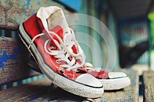 Red retro sneakers