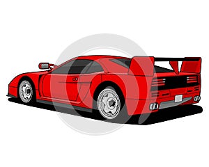 red retro sports car sketch