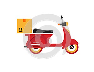 Red retro vintage delivery motor bike icon