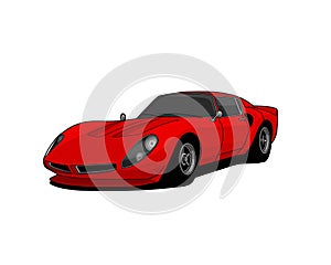 red retro racing retro sports car sketch