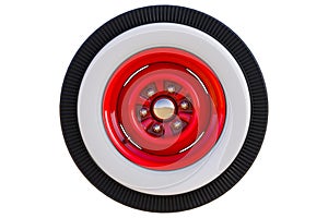 Red retro wheel. 3D render