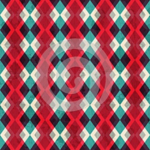 Red rhombus seamless pattern with grunge effect