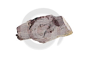 Red Rhyolite extrusive igneous rock isolated on white background.
