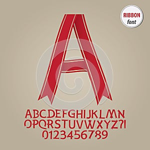 Red Ribbon Alphabet and Digit Vector