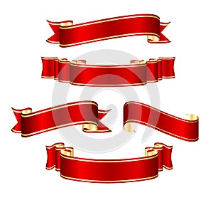 Red ribbon banner collection set