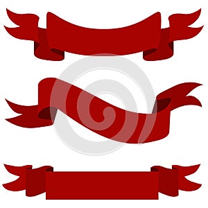 Red Ribbon Banner Icon Set