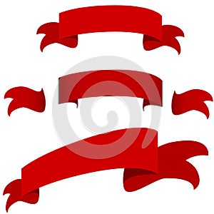 Red Ribbon Banner Icon Set photo