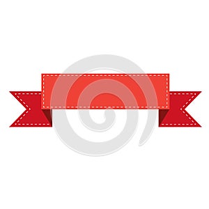 Red ribbon banner sign. red ribbon banner on white background.