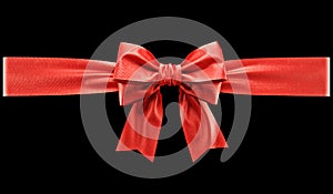 Red ribbon bow on black background.