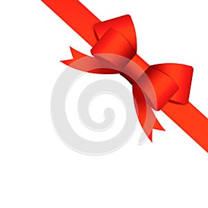 Red ribbon bow isolated