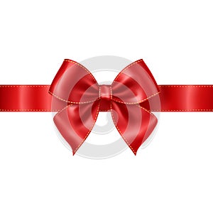 Red Ribbon Bow on isolated background,Shiny Elegance for Celebrations and Victories.