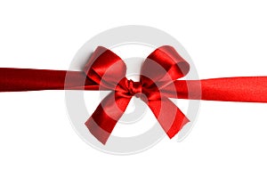 Red ribbon bow isolated on white