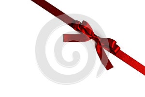 Red ribbon bow isolated on white