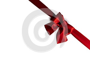 Red ribbon bow isolated on white