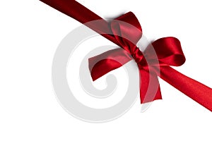 Red ribbon bow isolated on white