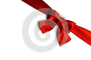 Red ribbon bow isolated on white