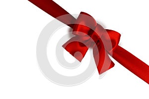 Red ribbon bow isolated on white